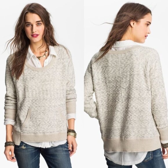 FREE PEOPLE Sweater Womens Oversized XS Beige Grey Moonstone Wool Alpaca - Picture 13 of 13